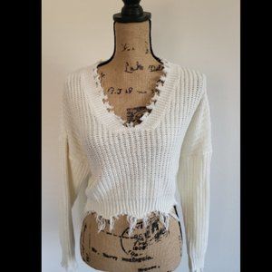 Loose Ripped V Neck Sweater